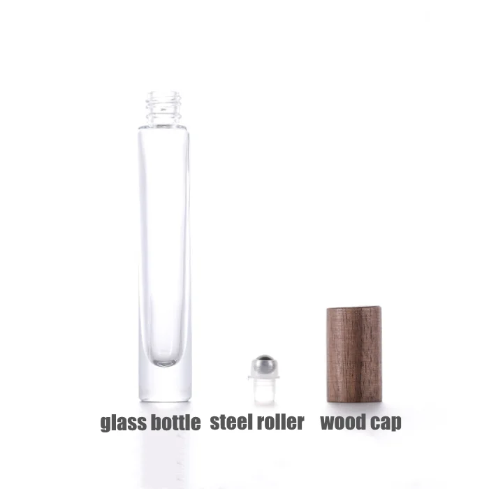 Hot Sale 10ml Wooden Cap Perfume Roller Ball Glass Bottle Essential Oil Glass Roll on Bottle