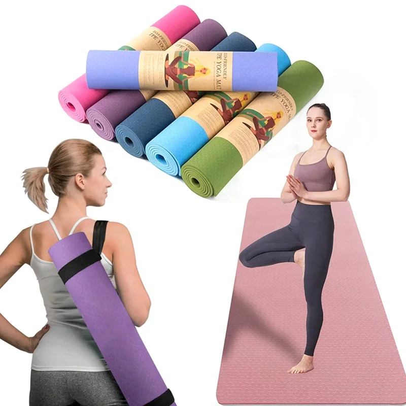 Double Layer Sport Yoga Mat Gym Exercise Equipment Private Label Fitness Pilates Non-Slip Eco Friendly TPE Yoga Mat