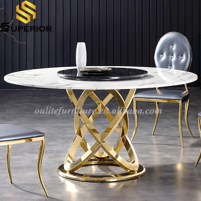 supalier luxury marble gold dining table comedores 4 sill sintered stone round dining table set