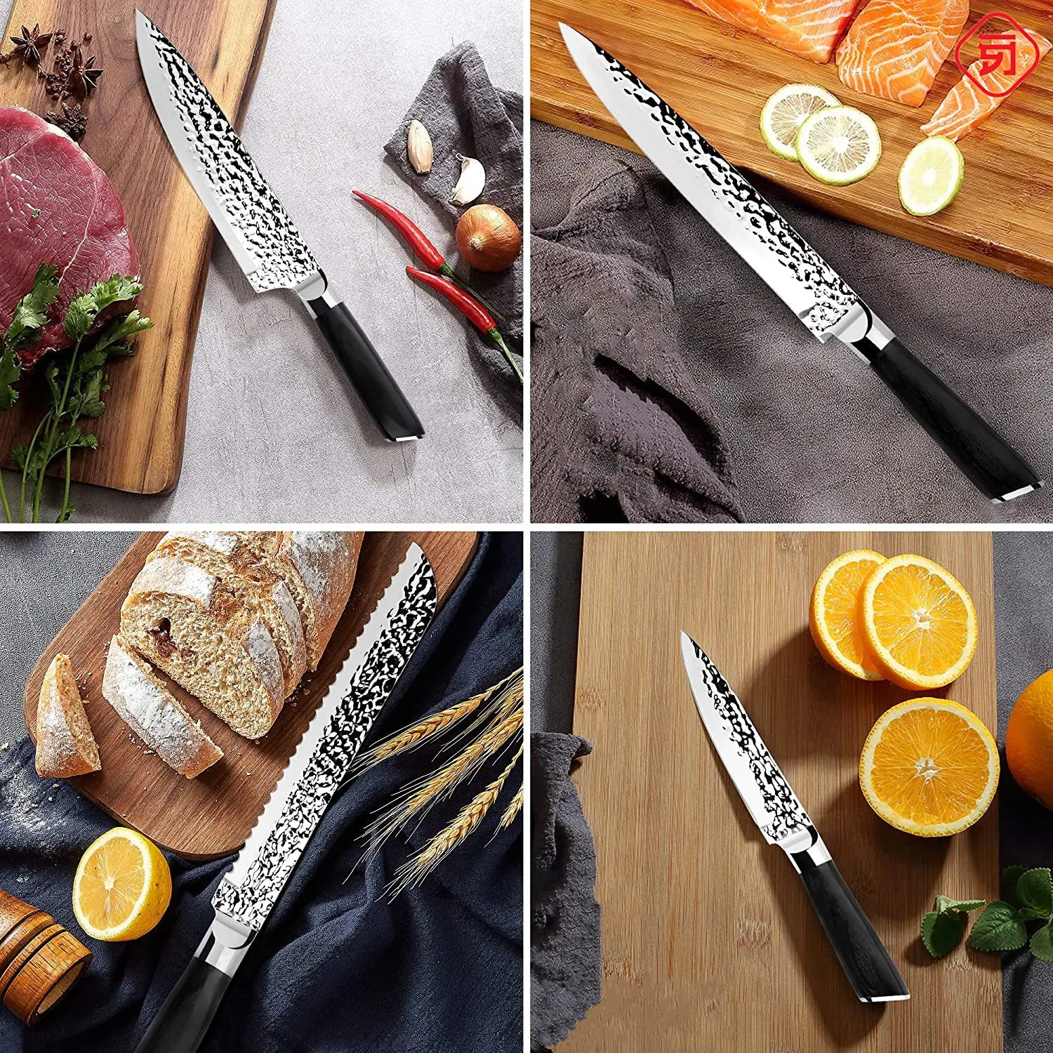 Hot selling 3Cr13 Stainless steel Kitchen Slicing Chef Knives set  Forging edge With Pakka Wooden