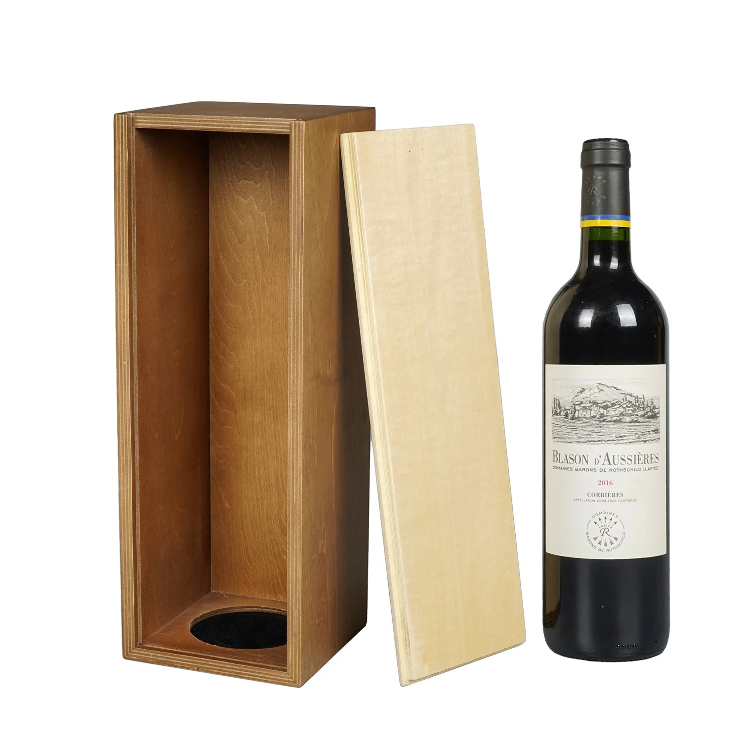 Высокое качество простой дизайн прямоугольная пустая деревянная одиночная коробка для вина упаковка
