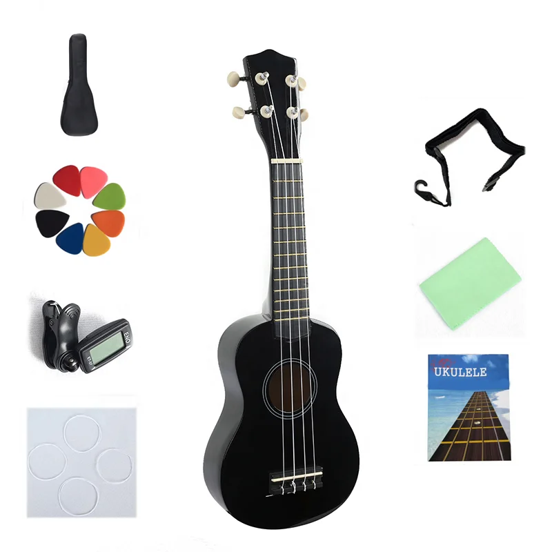 HUASHENG Wholesale Ukulele Musical Instrument OEM 21inch 4 Strings Linden Soprano
