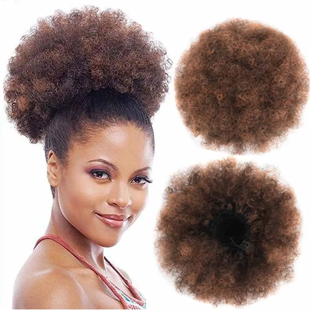 Afro kinky bun Drawstring Ponytail clip on afro puff curly drawstring ties for ponytails 2020 synthetic ponytail hair extensions