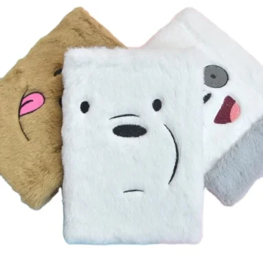 2024 New Design Student Dairy Notebook Book Fur Plush Animal Cover For Kids