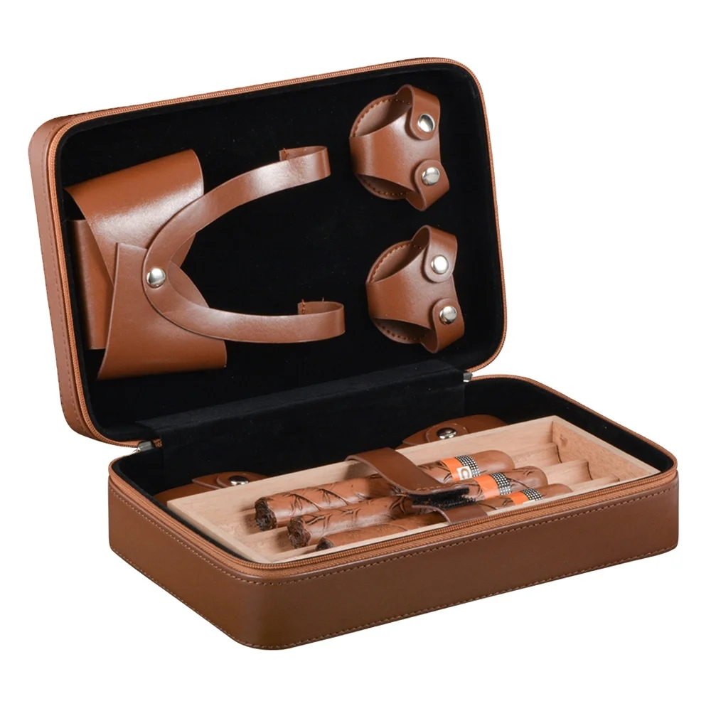 PU Leather cigar case with cutter