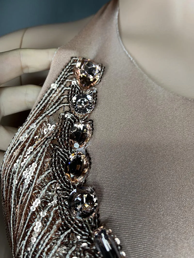 NOVANCE Y2785-G Dropshipping Productos 2024 Rhinestone Tassel Dress for Dance Backless Beach Dress for Party