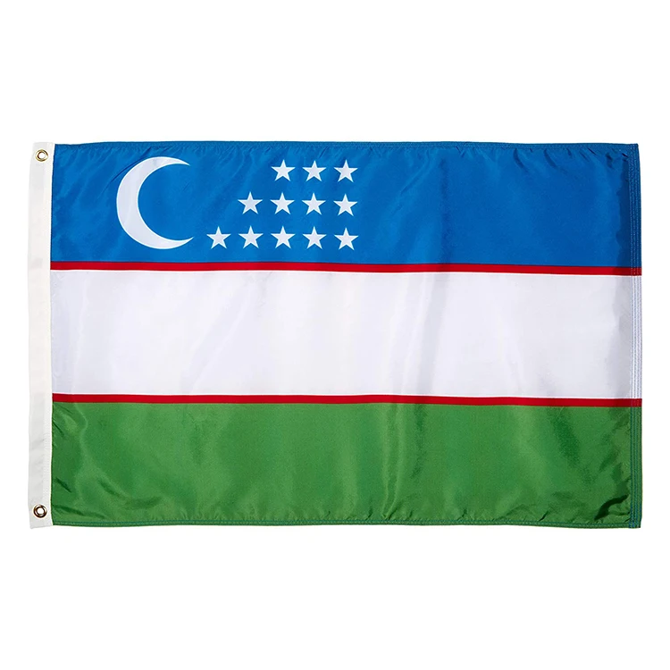 National Flag Outdoor Flying Flag Double Stitching With Two Grommets Uzbekistan Flags