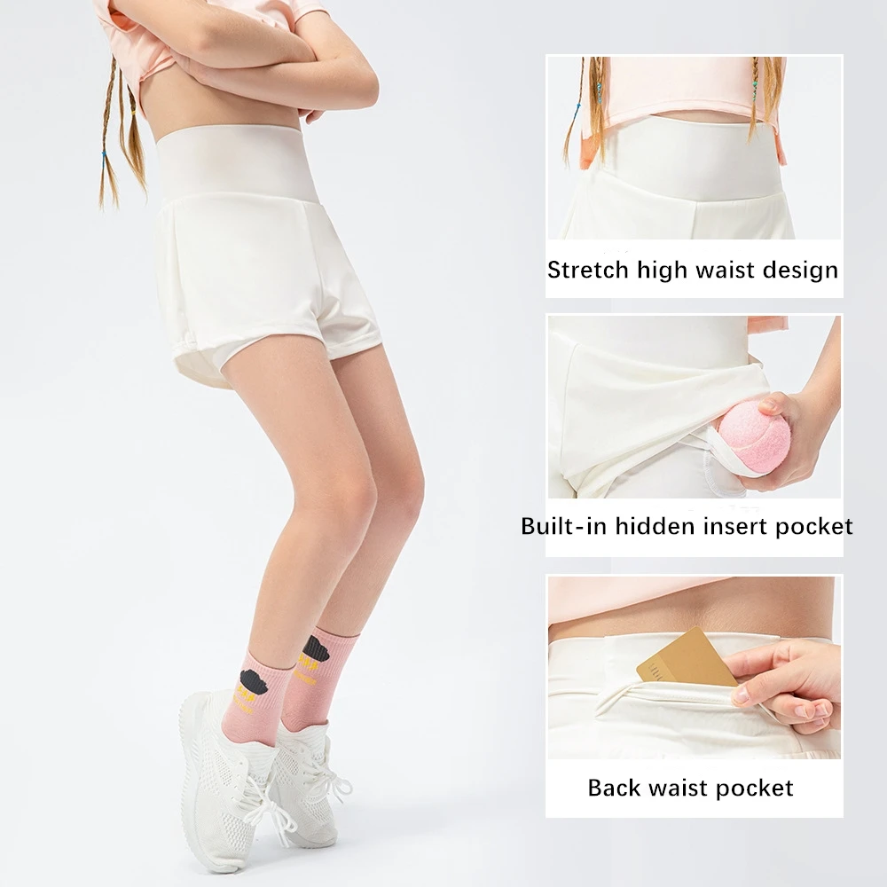 Xsunwing Dance training Sports Biker Shorts Kids Skin Friendly Breathable Quick Dry yoga Running Yoga Shorts for Girls KYEL23403
