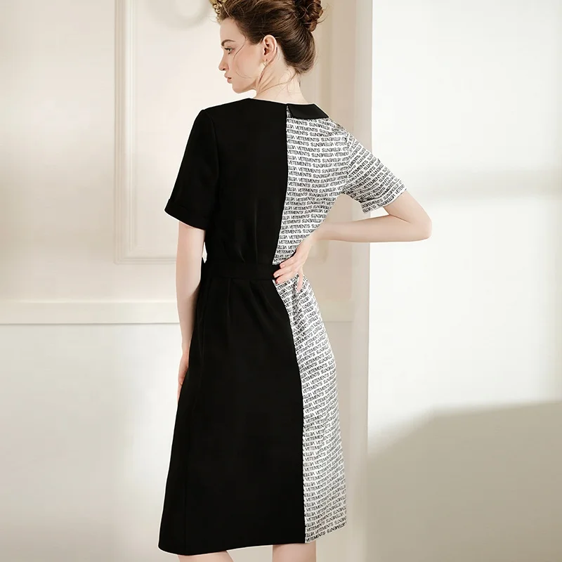 letter prints satin Career Dresses women clothing for daily wear L038