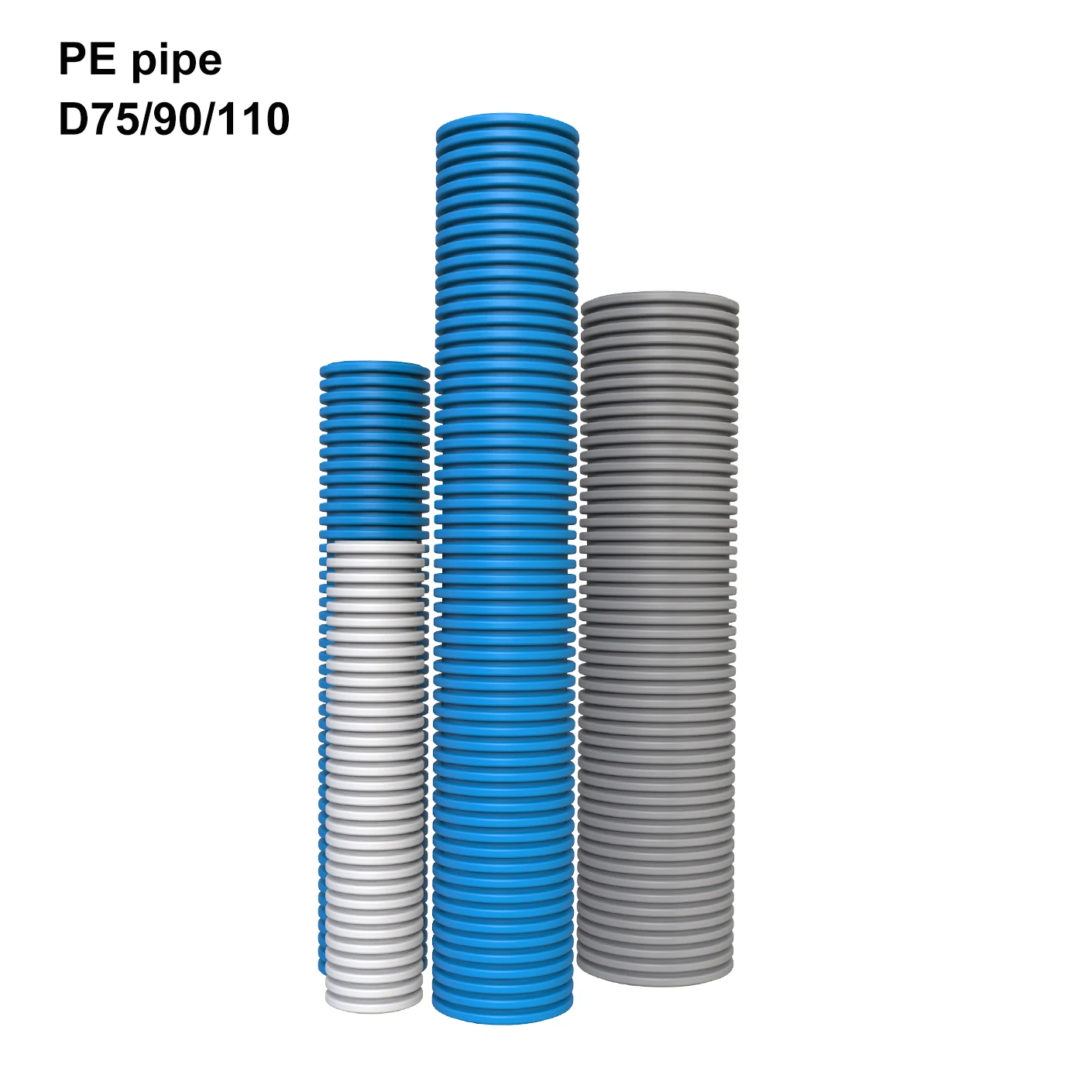 D75mm D90mm D110mm Hot seller PE-HD environmental aseptic fresh air flexible corrugated round pipe