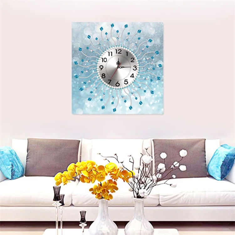 
 Часы с блестящими стразами для творчества, Картина на холсте, настенные часы с алмазной живописью  
