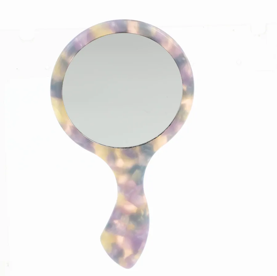 GRS Material  2022 Wholesale Handle Mirror Acetate Board Beauty Portable Pocket Makeup Mirror Acrylic Mirror