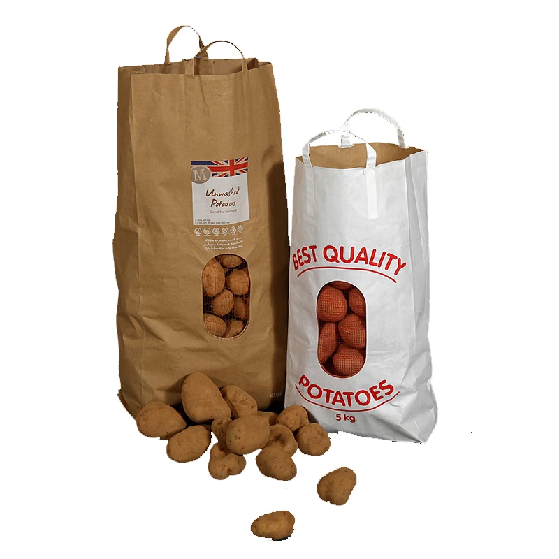 5 Kg 10kg 25kg Potato Onion Packing Kraft Paper Bags Sacks With Net Window paper bag other packaging bag