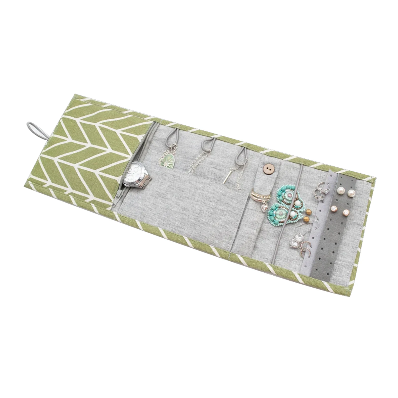 wholesale custom logo size printed fabric jewelry roll bag necklace earring ring pouch