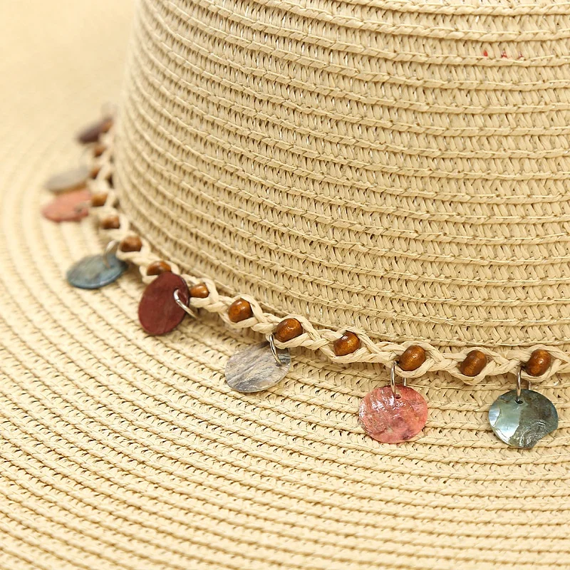 New Hot sale Beach Sun Protection Straw Hat Adjustable Beach Hat Large Sunshade Holiday Travel Sun Hat
