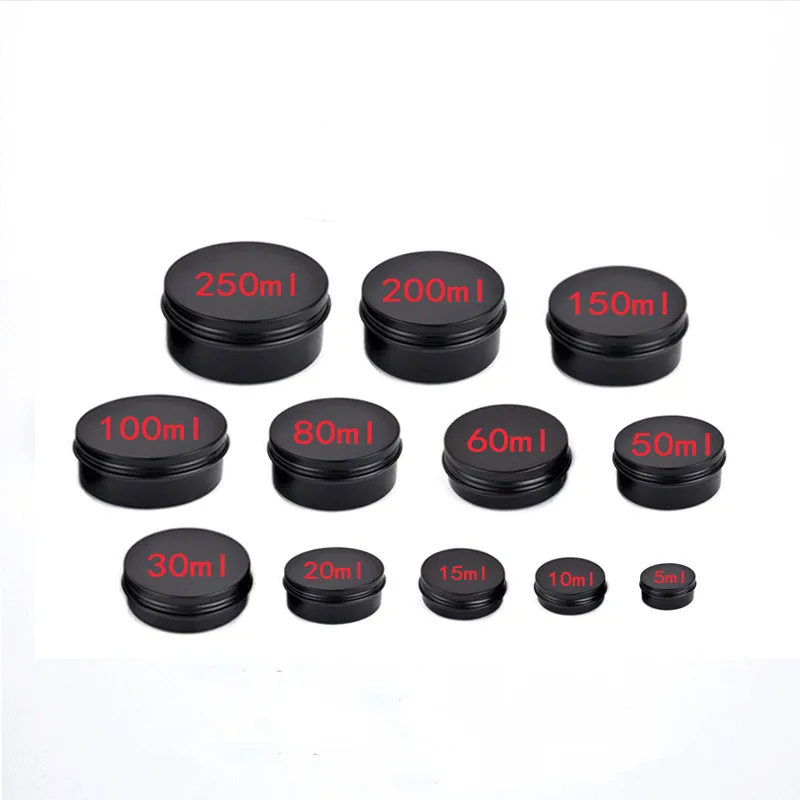 Rose gold black white pink 5g 10g 15g 30g 50/120g 2oz 3oz 5oz tin cans aluminum candle jars lip balm container metal cans