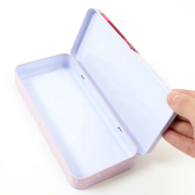 Tin Can Manufacturer Wholesale Custom Rectangular Tin Box Gift Metal Pencil Case With Hinged