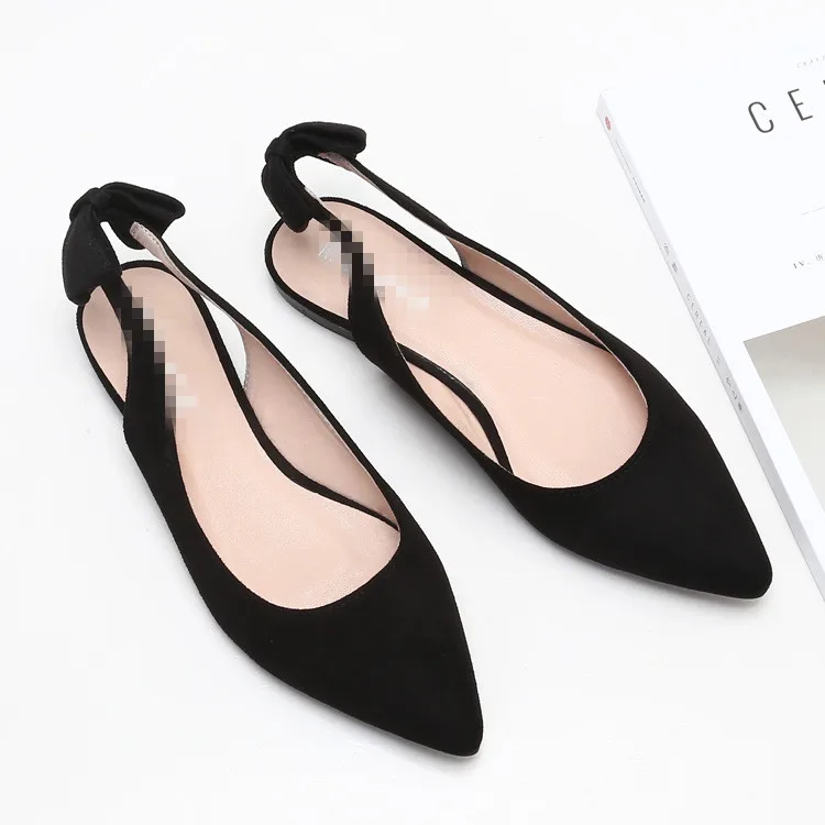 New design ladies fancy OEM pointed toe slingback flats comfortable pump shoes
