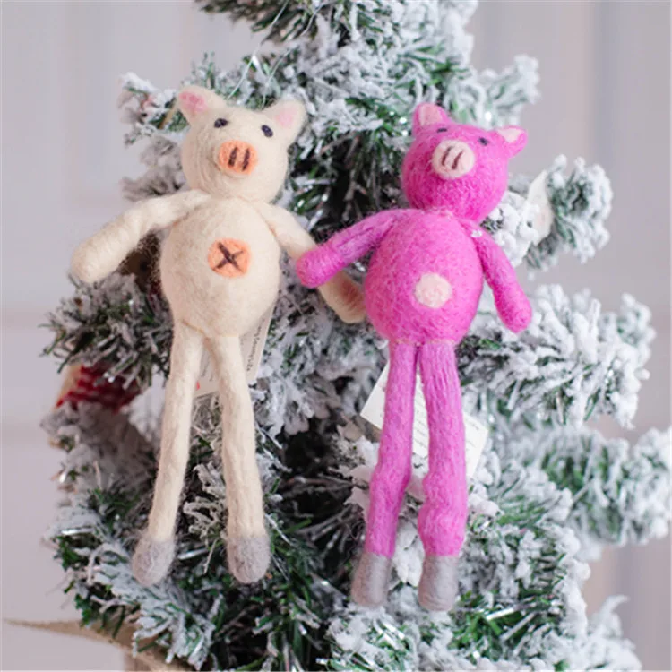 Needle felting rabbits,lion,mouse|christmas tree decoration wool doll