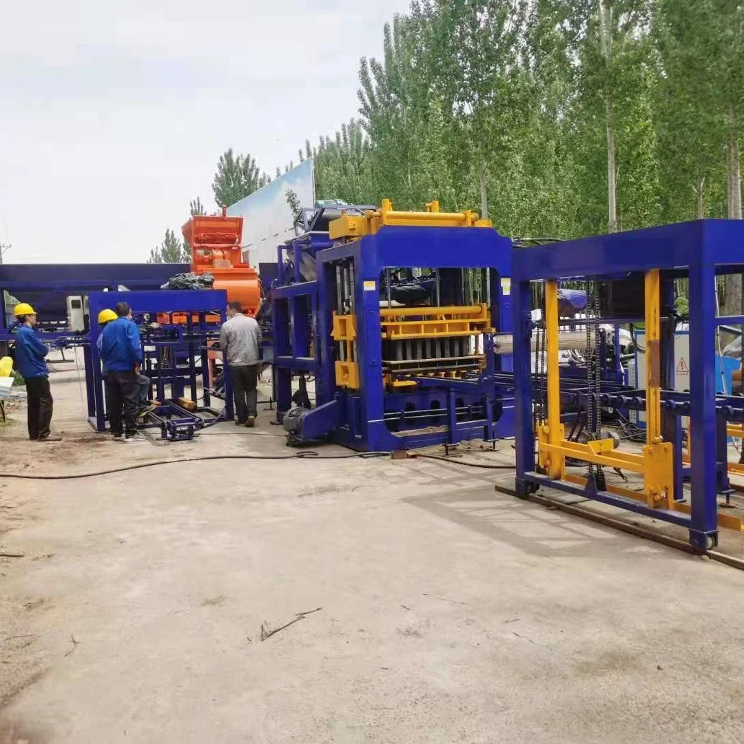 Fully automatic QT10-15 concrete brick making machine for paver and hollow bricks making