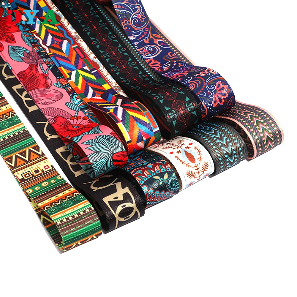 Custom printed polyester webbing belt ribbon for clothing custom printed nylon webbing