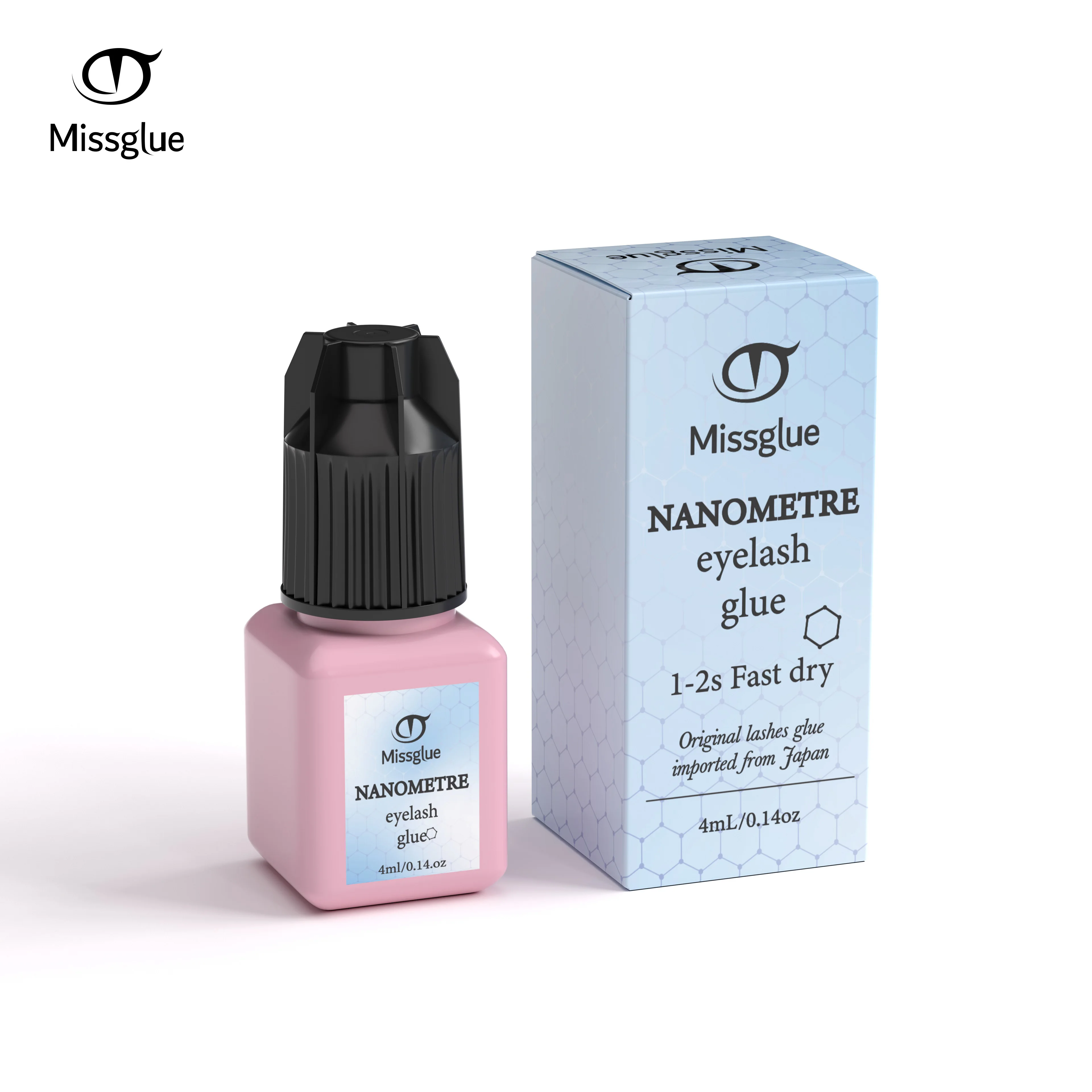 Missglue Custom logo Low Humidity Professional Fast Drying Eyelash Extension Adhesive Waterproof Nanometer Black Eye Lash Glue