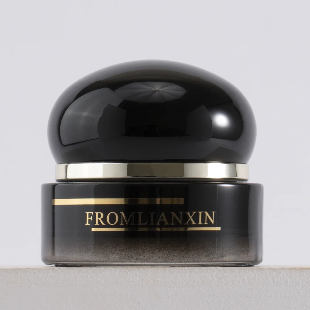 High End Luxury 30g 50ml Custom Empty Gram Round Black Color Glass Cream Jar Cosmetic Jar With Lids