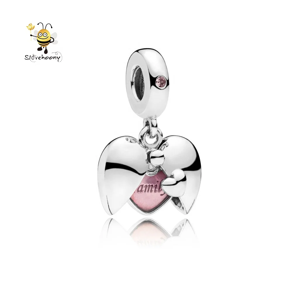 Подарок на Новый год 925 стерлингового серебра в форме сердца висит Подвески в виде бус подходящие для бренд браслет «Крылья Ангела», бусы, сделай сам, ювелирное изделие