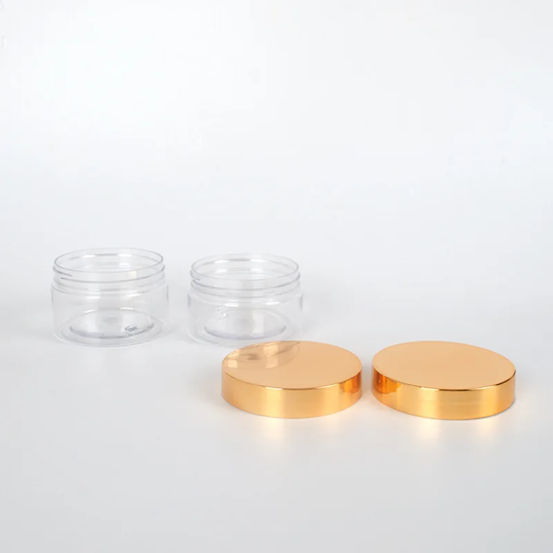 50ml 100ml 150ml 200ml 250ml cosmetic cream pet containers gold lid containers plastic jar