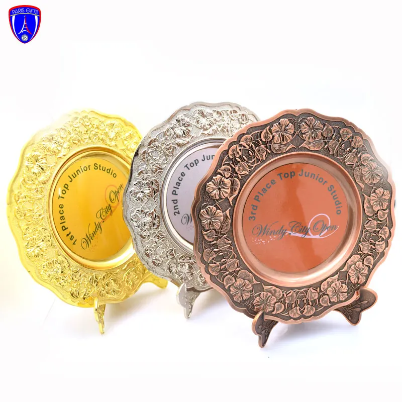 Custom Plate Gold Silver bronze Antique color Souvenirs Metal Plate commemorative plate