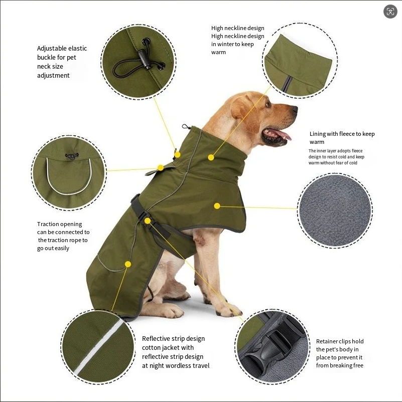 Pet cloth Big Dog Clothes Winter Warm Pet Vest Jacket Waterproof Dog Coat Clothes For Large Dog Golden Retriever Labrador Cloth