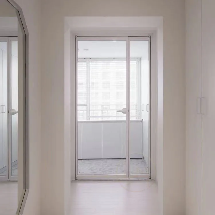 Simple Bathroom Partition Door Kitchen Room Entrance Door Aluminum Tempered Glass Office Door Design