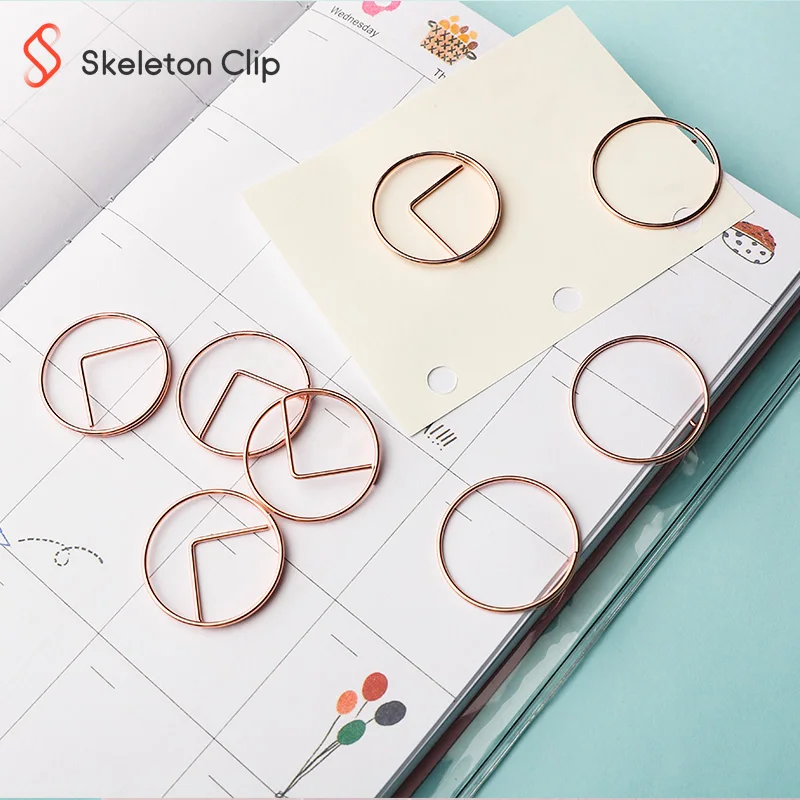 Newstyle Rose gold Geometry Square hexagon metal clip Office Paper Binding