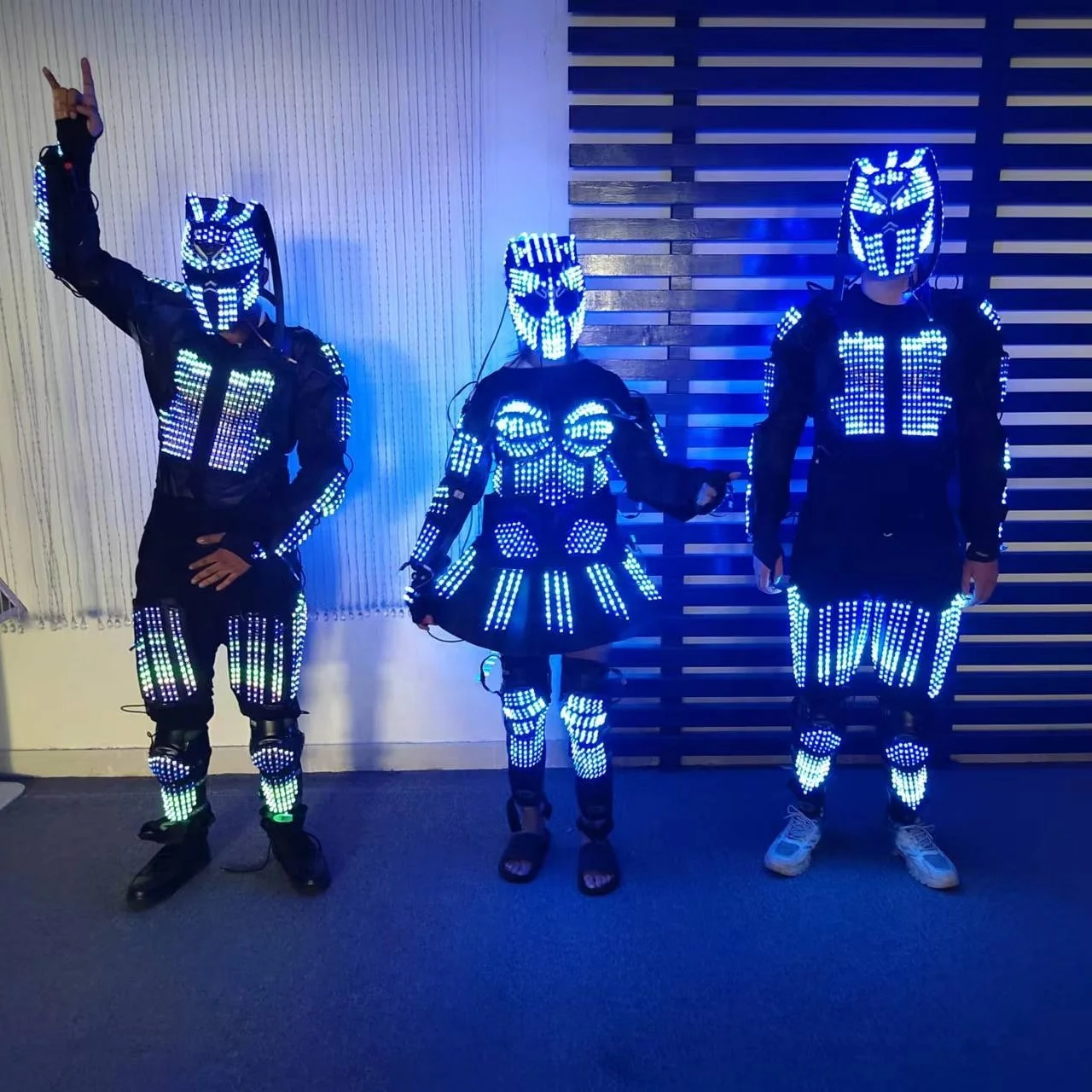 Light Helmet Luminous Glasses Suit Led Robot Costumes Party Music Festive Clothes Luminous Glasses Suit Dress Show Costume