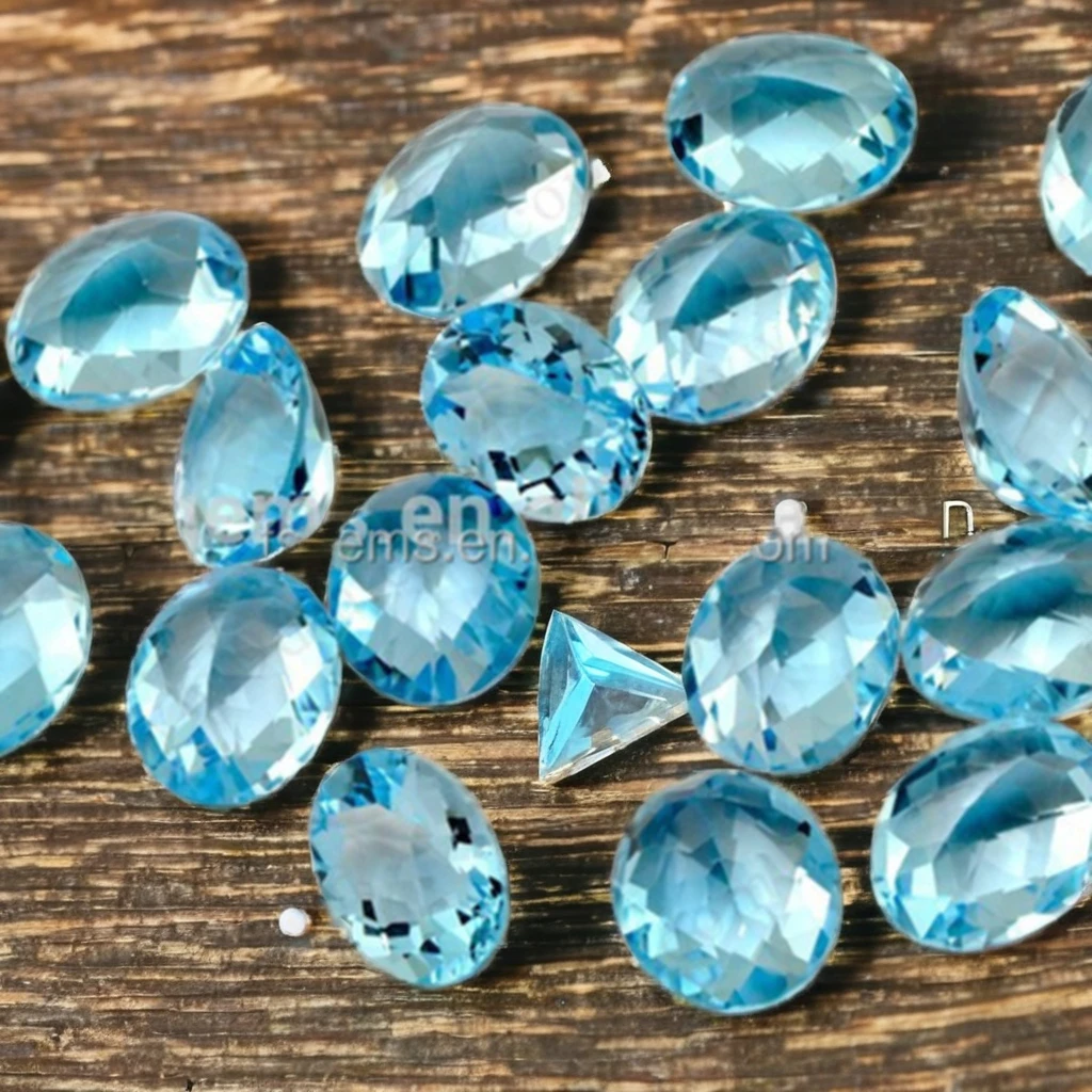 Best Price Wholesale Blue Topaz High Quality Oval Sky Blue Crystal Gemstone Jewelry Making Heart Pear Emerald Glass Jewelries