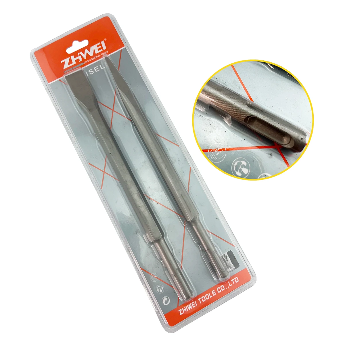 2PCS Concrete Chiseling Machine Use Stone Electric Pick SDS Plus Drill Bit And SDS Hammer Chisel Set