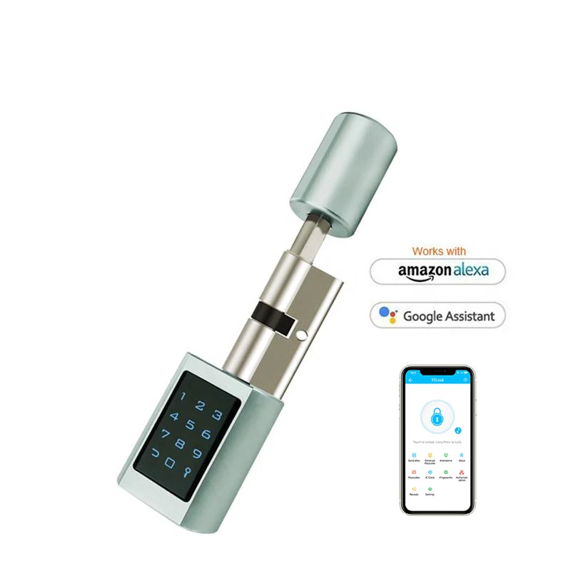 Europe Standard Smart Cylinder Lock Electronic Password RFID Card Security Doorlock Smart Cylinder with TTLock App