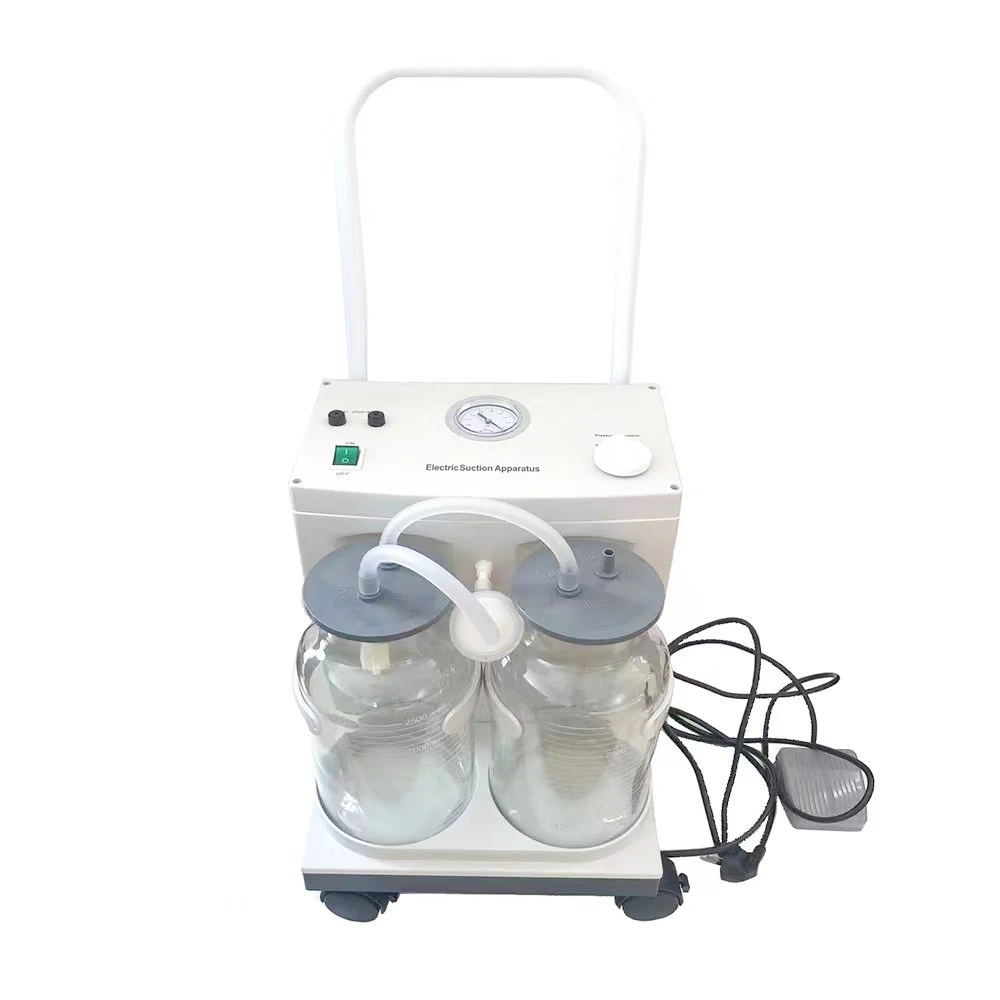 Portable Medical Mobile Surgical Aspirator Apparatus High Flow Electric 2500mL Sputum Phlegm Suction Machine With Double Bottle