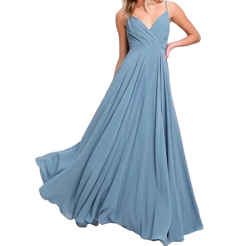 Design New Style Sling Ladies Summer Dress Silky Fabric Mopping Long Dress Elegant Ladies Party Wearable Clothing