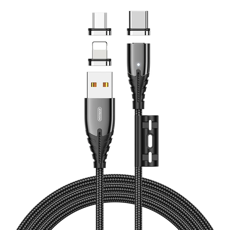 Joyroom led 3 в 1 Магнитный Плетеный usb c зарядный кабель для быстрой зарядки micro