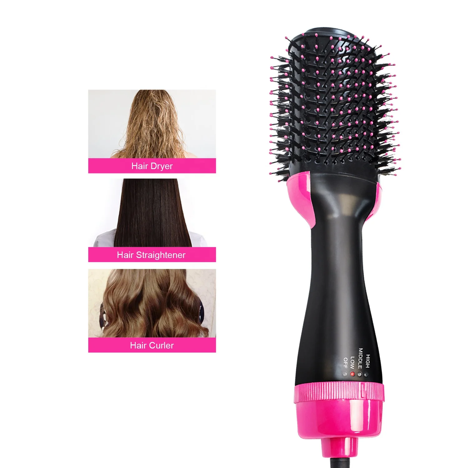 
Hair Care Negative Ion Straightener Comb Brush Volumizer Hot Air Brush And One Step Hair Dryer 