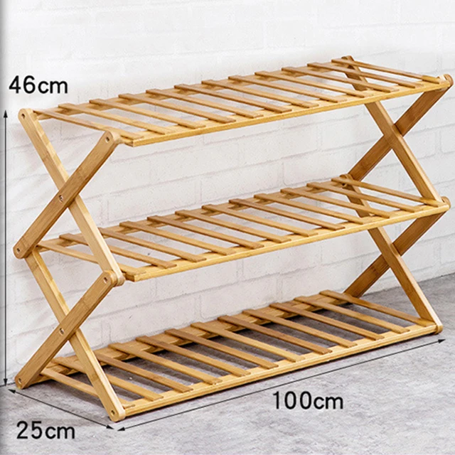 EXTENDABLE Wholesale Bamboo 4 Tier Standing Stackable Shoe Shelf Storage Organizer Foldable Shoe Rack