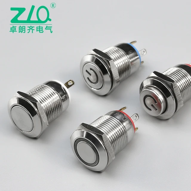 
Zhuo Langqi metal button switch 12mm with light reset motorcycle modified horn switch one-button start waterproof ip67 