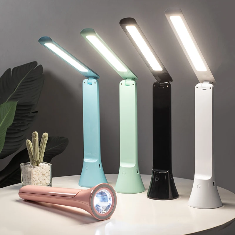 New Stepless Dimming LED Desk Lamp Multifunctional USB Charging Table Light Foldable Led Flashlight Lamp