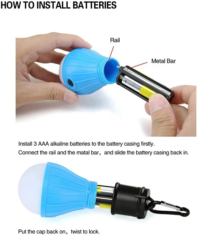 tent lamp portable led light 4 packs clip hook emergency lights tent lantern bulb camping equipment
