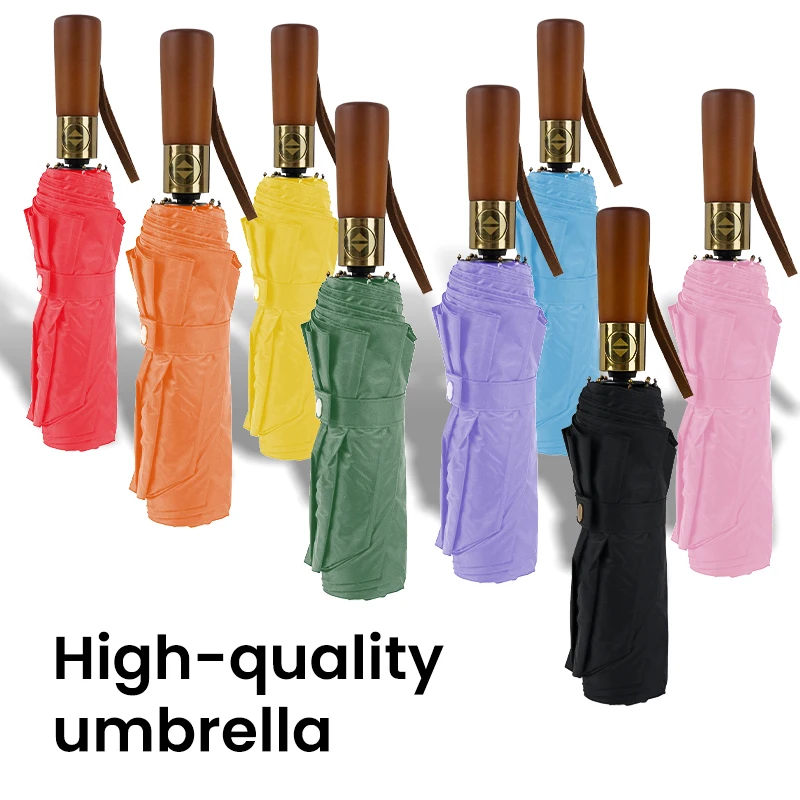 Custom Logo  Uv Sun Uv Umbrella Automatic Outdoor Wooden Handle Sun Umbrella With Logo Printing