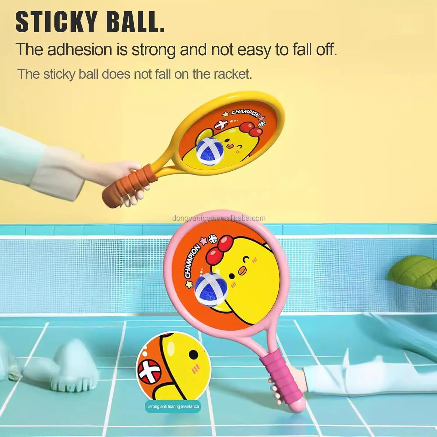 Colorful Badminton Racket Set Cartoon Chicken Pattern Shuttlecocks Toys Sport Toys for Kids Outdoor Family Interactive Games