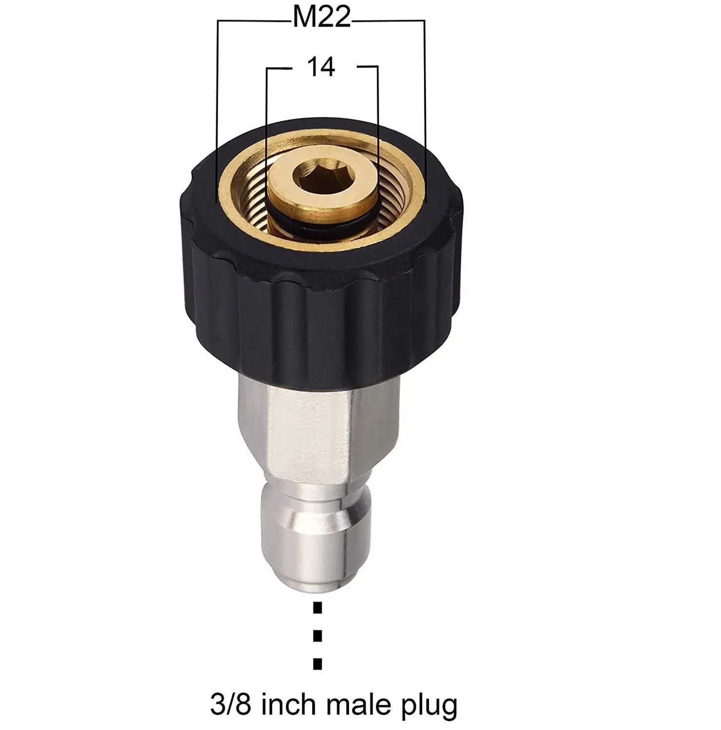 Pressure Washer Adapter, M22-14mm swivel Female to 3/8 Inch male quick connect , 5000 PSI power washer accessories