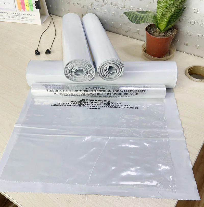 Custom LDPE plastic courier bags automatic mailing packing bag single side pre-opening continuous roll poly mailer for shipping