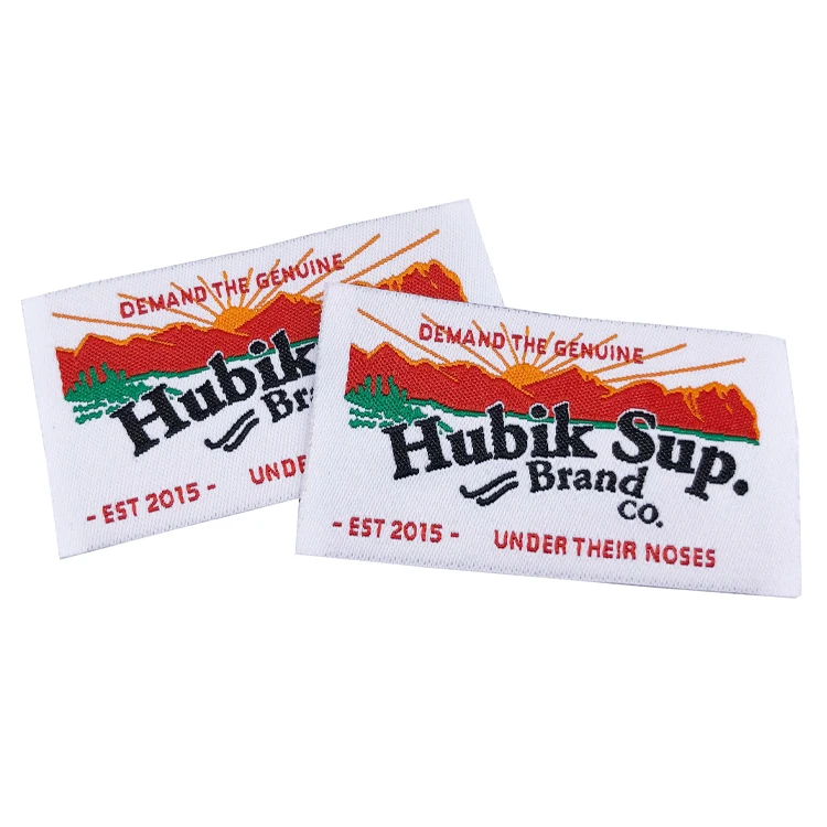 Woven Label Custom Logo Woven Garment Labels Brand Name White Clothes Label